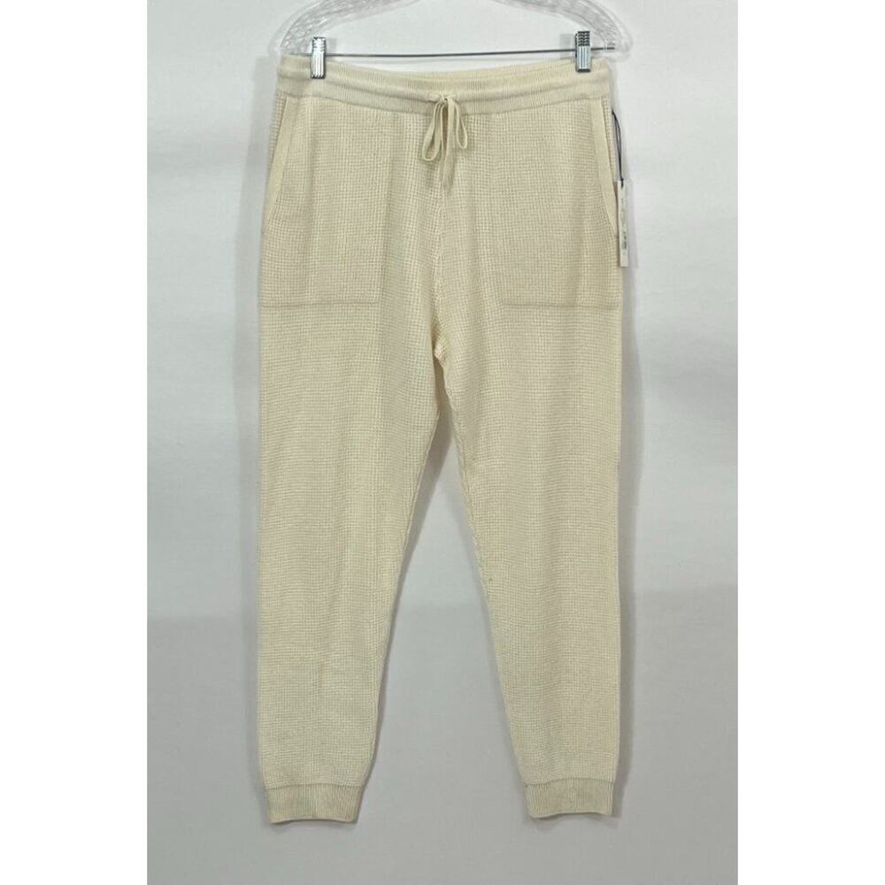 SUNNY Leallo Sz 3 L Soft White Cream Thermal Jogger Pants NWT 100% Cashmere
